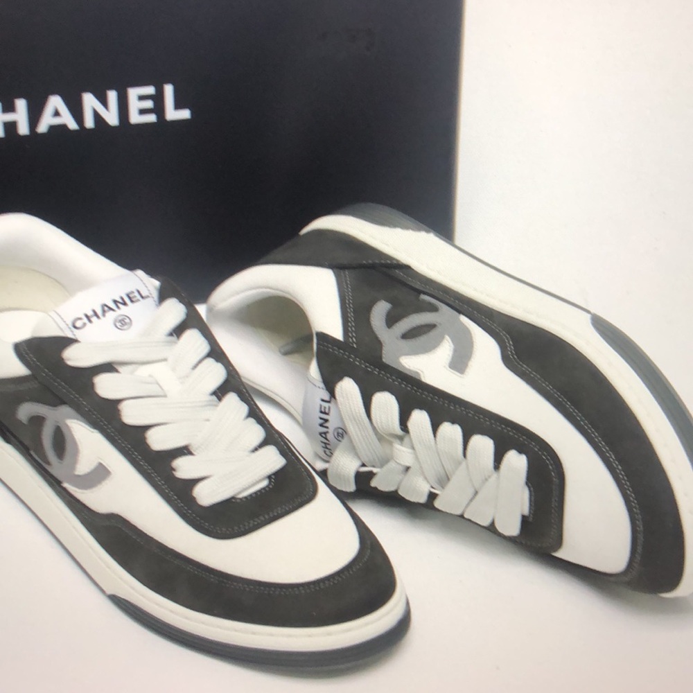 Channel Men’s Gray and White Sneakers - Picture 3 of 9